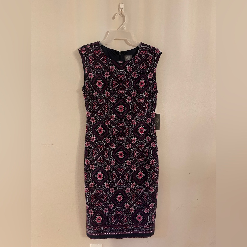 Vince Camuto Pink and White Sheath Midi Dress